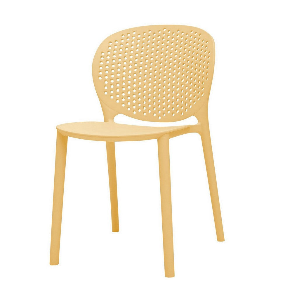 Gyna 14 Inch Kids Side Chair Round Dotted Backrest Armless Yellow By Casagear Home BM315371