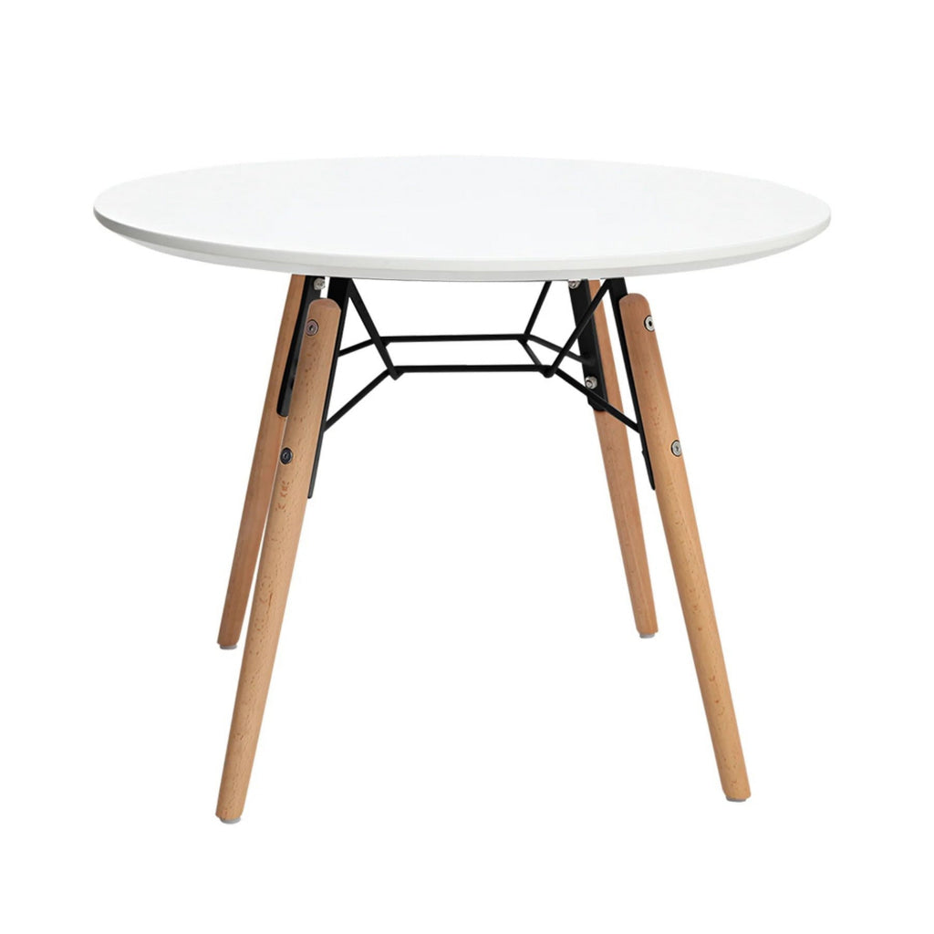 Lyna 24 Inch Kids Table White Round Top Stylish Angled Wood Legs By Casagear Home BM315372