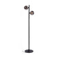 51 Inch Modern Floor Lamp 2 Side Lights with Round Glass Black Metal By Casagear Home BM315373