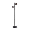 51 Inch Modern Floor Lamp 2 Side Lights with Round Glass Black Metal By Casagear Home BM315373