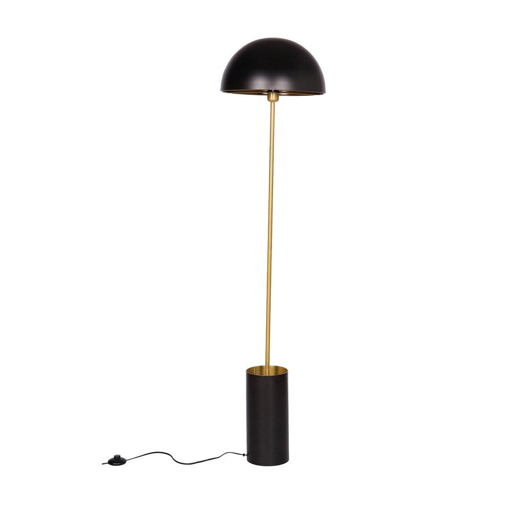 62 Inch Floor Lamp Umbrella Dome Style Shade Round Black Base Gold Metal By Casagear Home BM315374