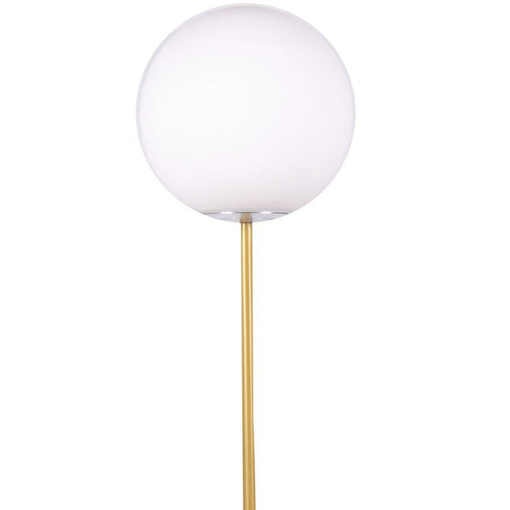 61 Inch Floor Lamp Round White Spherical Shade Round Black Base Gold By Casagear Home BM315375