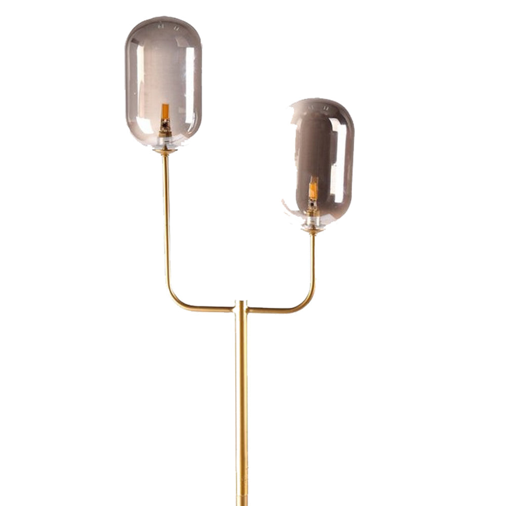 71 Inch Floor Lamp with 2 Branching Lights Square Accent Base Gold Metal By Casagear Home BM315377