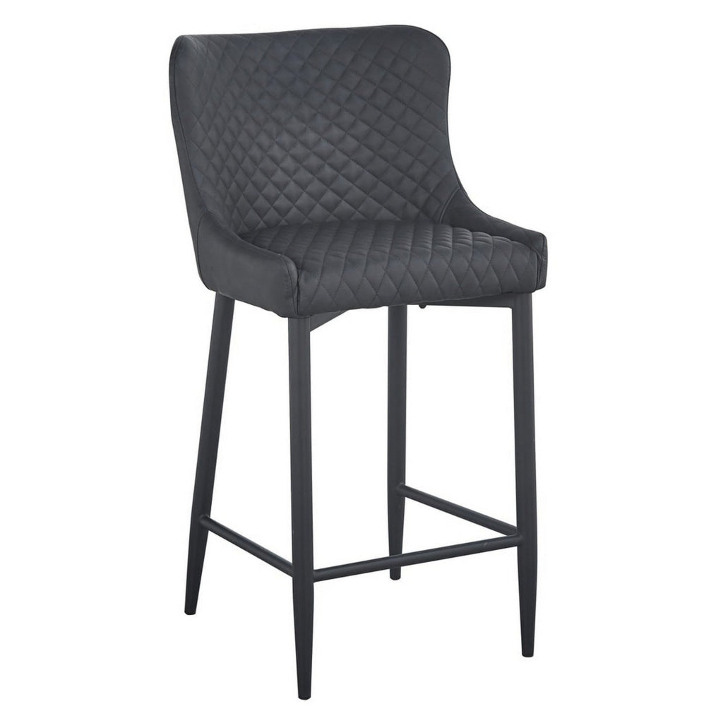 Gen 29 Inch Barstool Chair Cushioned Dark Gray Faux Leather Black By Casagear Home BM315380