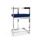 Gei 26 Inch Counter Height Chair Cantilever Blue Velvet Chrome Metal By Casagear Home BM315384