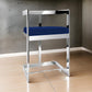 Gei 26 Inch Counter Height Chair, Cantilever, Blue Velvet, Chrome Metal By Casagear Home