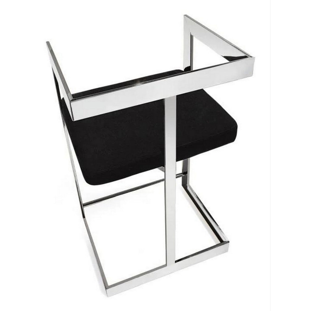 Gei 26 Inch Counter Height Chair Cantilever Black Velvet Chrome Metal By Casagear Home BM315385