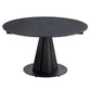 Jeny 34-51 Inch Dining Table Extendable Round Stone Top Black Steel By Casagear Home BM315386