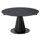 Jeny 34-51 Inch Dining Table, Extendable Round Stone Top, Black Steel By Casagear Home