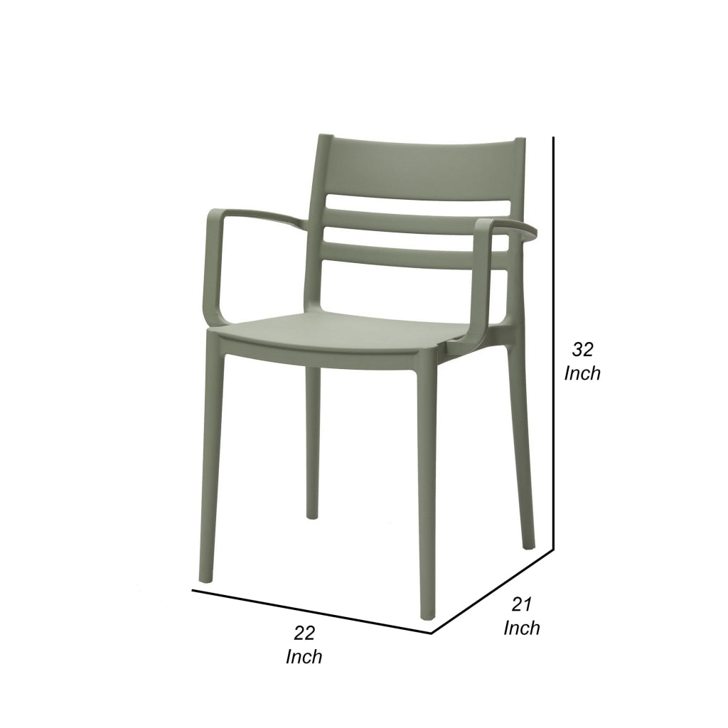 Teesy 22 Inch Side Dining Armchair Set of 4 Indoor Outdoor Open Back Gray By Casagear Home BM315391