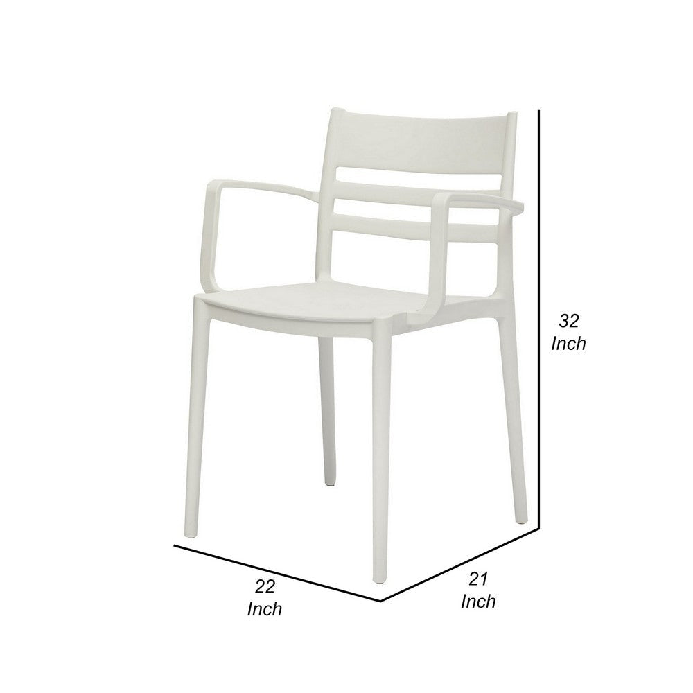 Teesy 22 Inch Side Dining Armchair Set of 4 Indoor Outdoor White Finish By Casagear Home BM315392