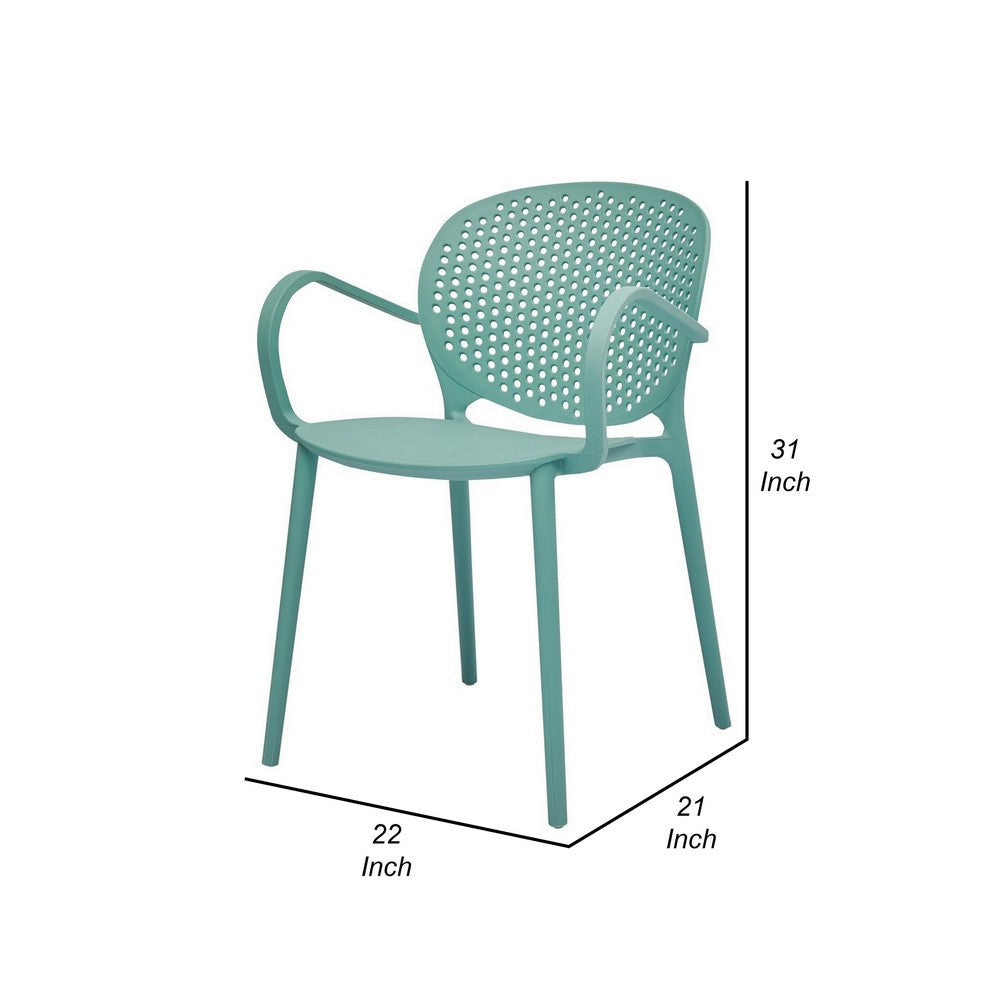 Feni 22 Inch Side Dining Armchair Set of 4 Indoor Outdoor Light Blue By Casagear Home BM315393