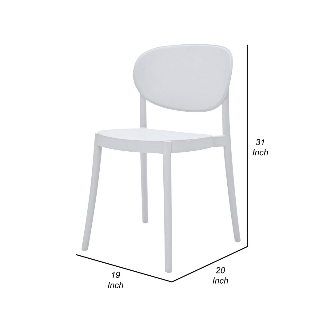 Heem 19 Inch Side Dining Chair Set of 4 Armless Indoor Outdoor White By Casagear Home BM315401