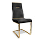 Gyn 17 Inch Dining Chair Set of 2 Cantilever Base Black Gold Faux Leather By Casagear Home BM315402