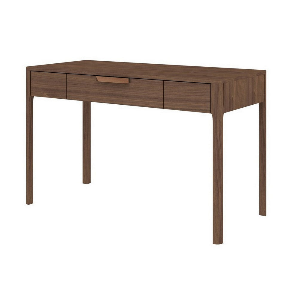 Gemni 47 Inch Office Desk 1 Drawer Rectangular Walnut Brown Wood Finish By Casagear Home BM315404