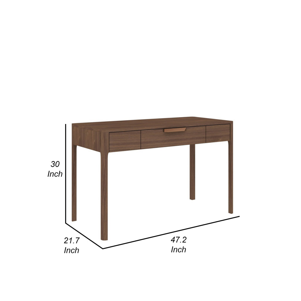 Gemni 47 Inch Office Desk 1 Drawer Rectangular Walnut Brown Wood Finish By Casagear Home BM315404