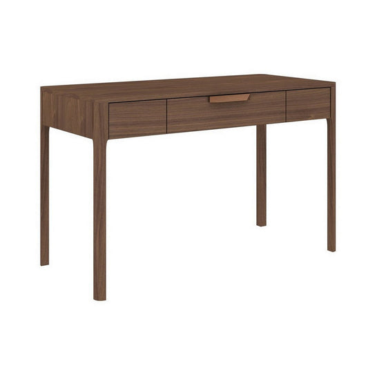 Gemni 47 Inch Office Desk, 1 Drawer, Rectangular, Walnut Brown Wood Finish By Casagear Home