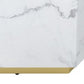 Hexi 35 Inch Coffee Table Hexagonal White Marble Design Gold Base By Casagear Home BM315408