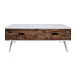 Fem 48 Inch Modern Coffee Table 2 Drawers Angled Base White Brown Wood By Casagear Home BM315415