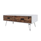 Fem 48 Inch Modern Coffee Table 2 Drawers Angled Base White Brown Wood By Casagear Home BM315415