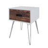 Fem 23 Inch Modern Side End Table 1 Drawer Angled Base White Brown Wood By Casagear Home BM315416