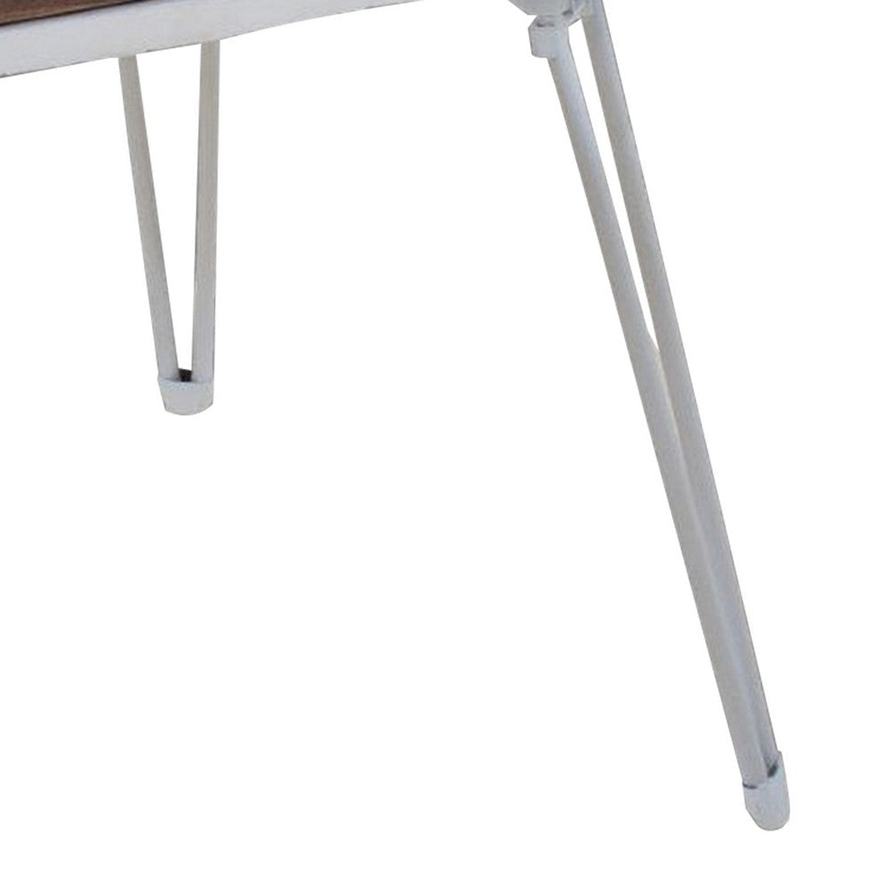 Fem 23 Inch Modern Side End Table 1 Drawer Angled Base White Brown Wood By Casagear Home BM315416