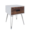 Fem 23 Inch Modern Side End Table 1 Drawer Angled Base White Brown Wood By Casagear Home BM315416