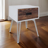 Fem 23 Inch Modern Side End Table, 1 Drawer, Angled Base, White Brown Wood By Casagear Home