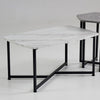 Shy Coffee and End Table Set of 2 White Geometric Top Gray Black Steel By Casagear Home BM315421