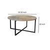 Jyn 34 Inch Coffee Table Round Top Black Crossed Base Walnut Brown Wood By Casagear Home BM315423