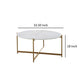 Jyn 34 Inch Coffee Table White Wood Round Top Gold Steel Cross Base By Casagear Home BM315425