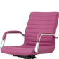 22 Inch Swivel Office Armchair Sleek Lines and Tufted Pink Faux Leather By Casagear Home BM315429