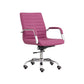 22 Inch Swivel Office Armchair Sleek Lines and Tufted Pink Faux Leather By Casagear Home BM315429