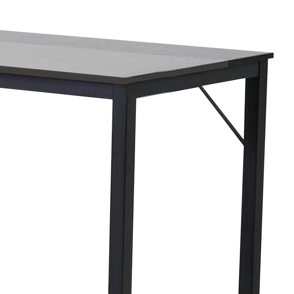 Tmy 55 Inch Office Desk Table Rectangular Study Space Black Metal Wood By Casagear Home BM315435