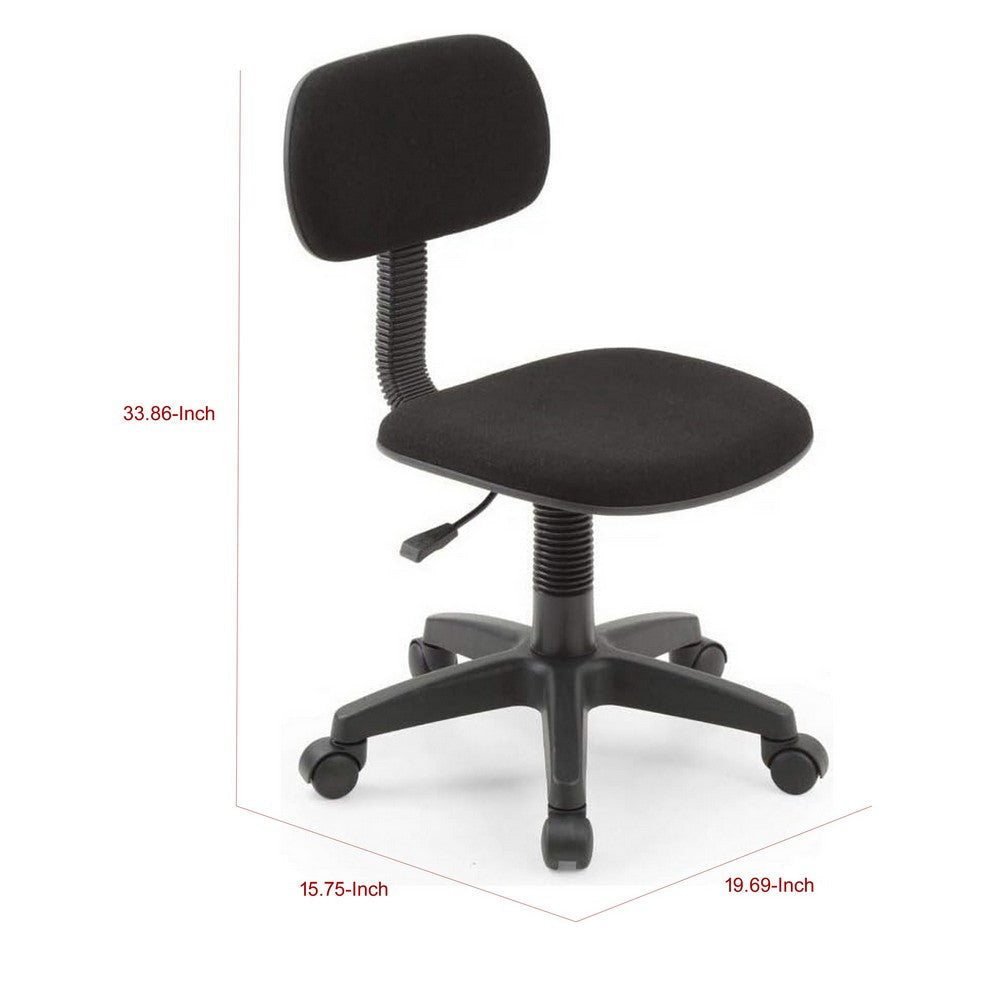 Gyna 20 Inch Swivel Office Computer Chair Ergonomic Armless Black By Casagear Home BM315437