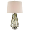 31 Inch Accent Table Lamp with White Drum Shade Rippled Gray Glass Base By Casagear Home BM315443