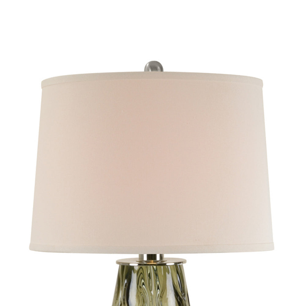 31 Inch Accent Table Lamp with White Drum Shade Rippled Gray Glass Base By Casagear Home BM315443