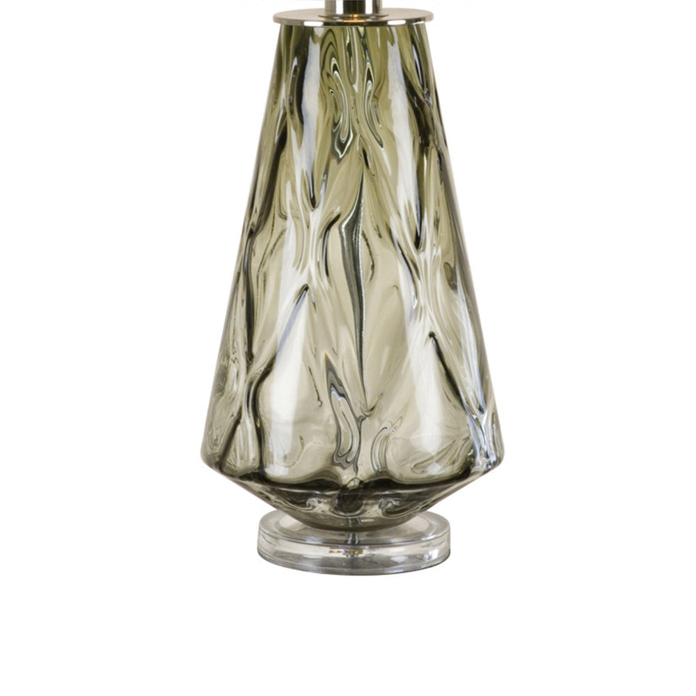 31 Inch Accent Table Lamp with White Drum Shade Rippled Gray Glass Base By Casagear Home BM315443