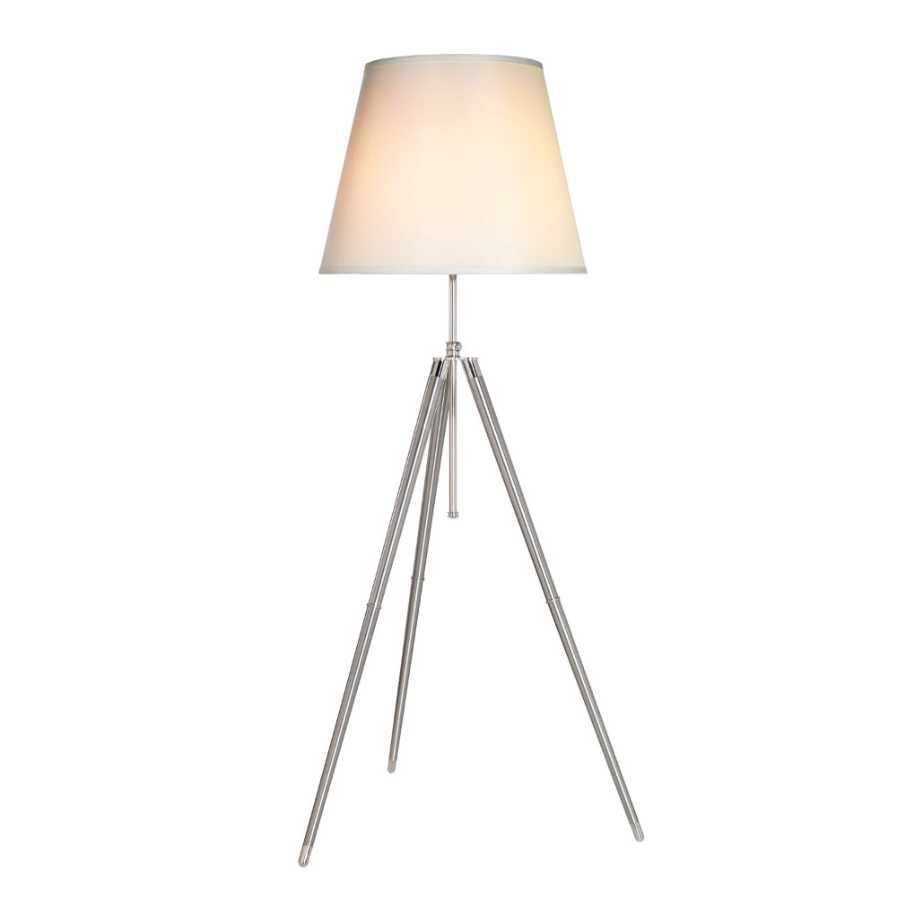 66 Inch Floor Lamp with White Drum Shade Modern Chrome Metal Tripod Base By Casagear Home BM315444