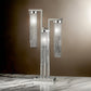 30 Inch Table Lamp, 3 Lights, Faux Crystal Strand Shades, Chrome Metal By Casagear Home