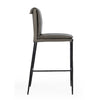 Maer 27 Inch Counter Stool Chair Cushioned Gray Leather Upholstery Iron By Casagear Home BM315447