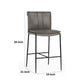 Maer 27 Inch Counter Stool Chair Cushioned Gray Leather Upholstery Iron By Casagear Home BM315447