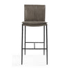 Maer 31 Inch Barstool Chair Cushioned Gray Leather Upholstery Iron By Casagear Home BM315448