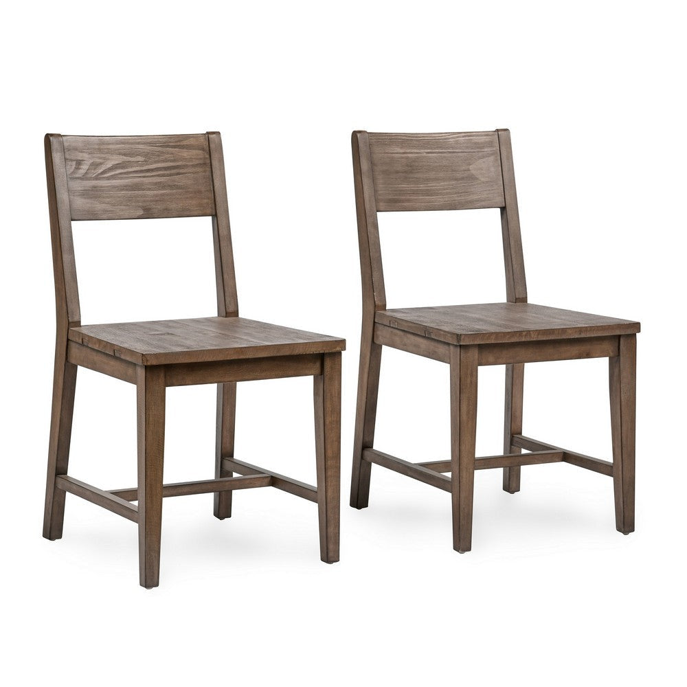 Lio 18 Inch Dining Chair Set of 2 Armless Open Style Brown Pine Wood By Casagear Home BM315452