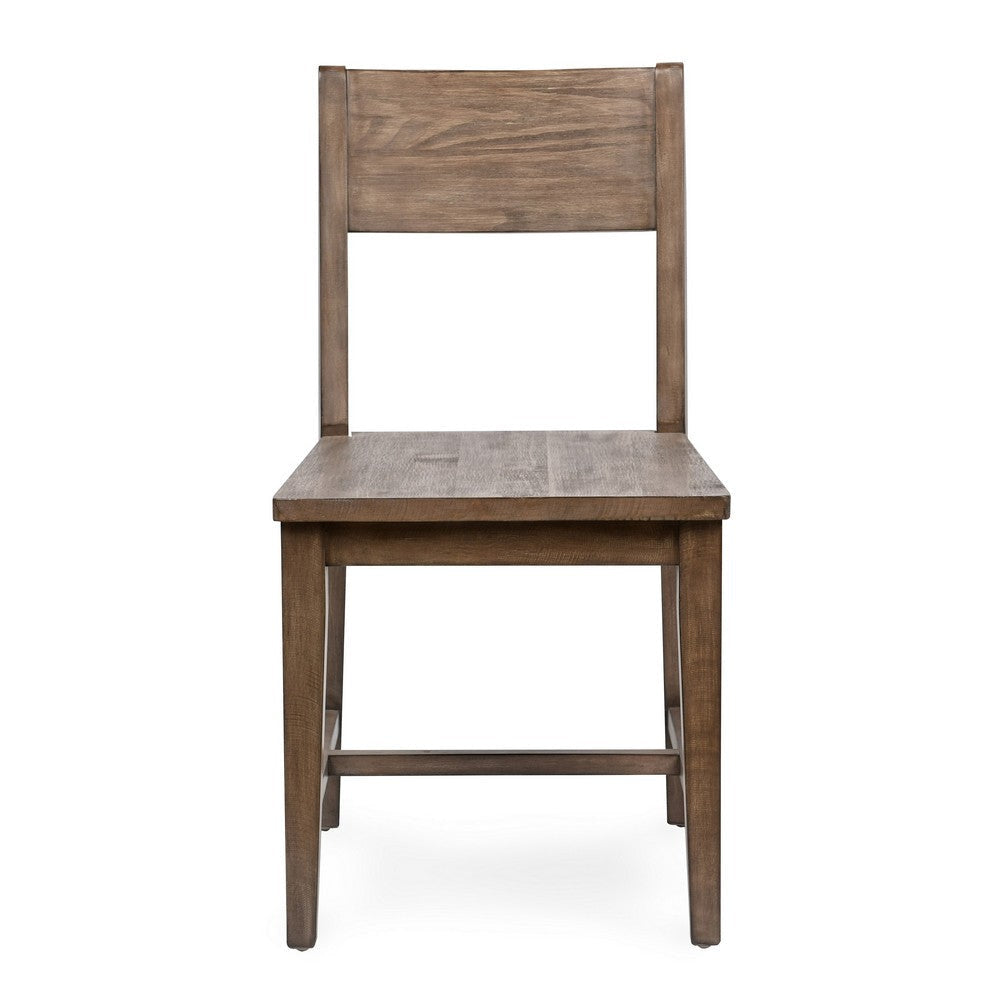 Lio 18 Inch Dining Chair Set of 2 Armless Open Style Brown Pine Wood By Casagear Home BM315452