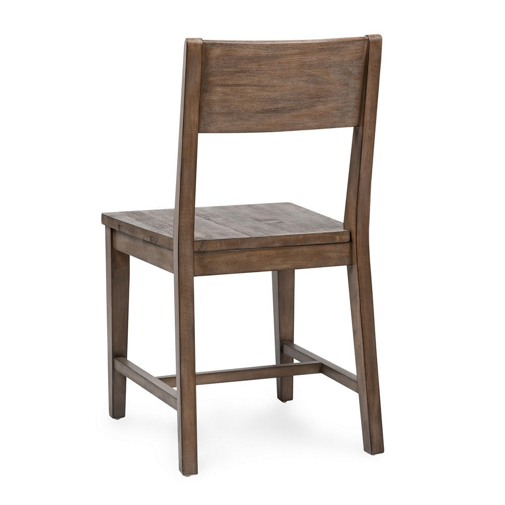 Lio 18 Inch Dining Chair Set of 2 Armless Open Style Brown Pine Wood By Casagear Home BM315452