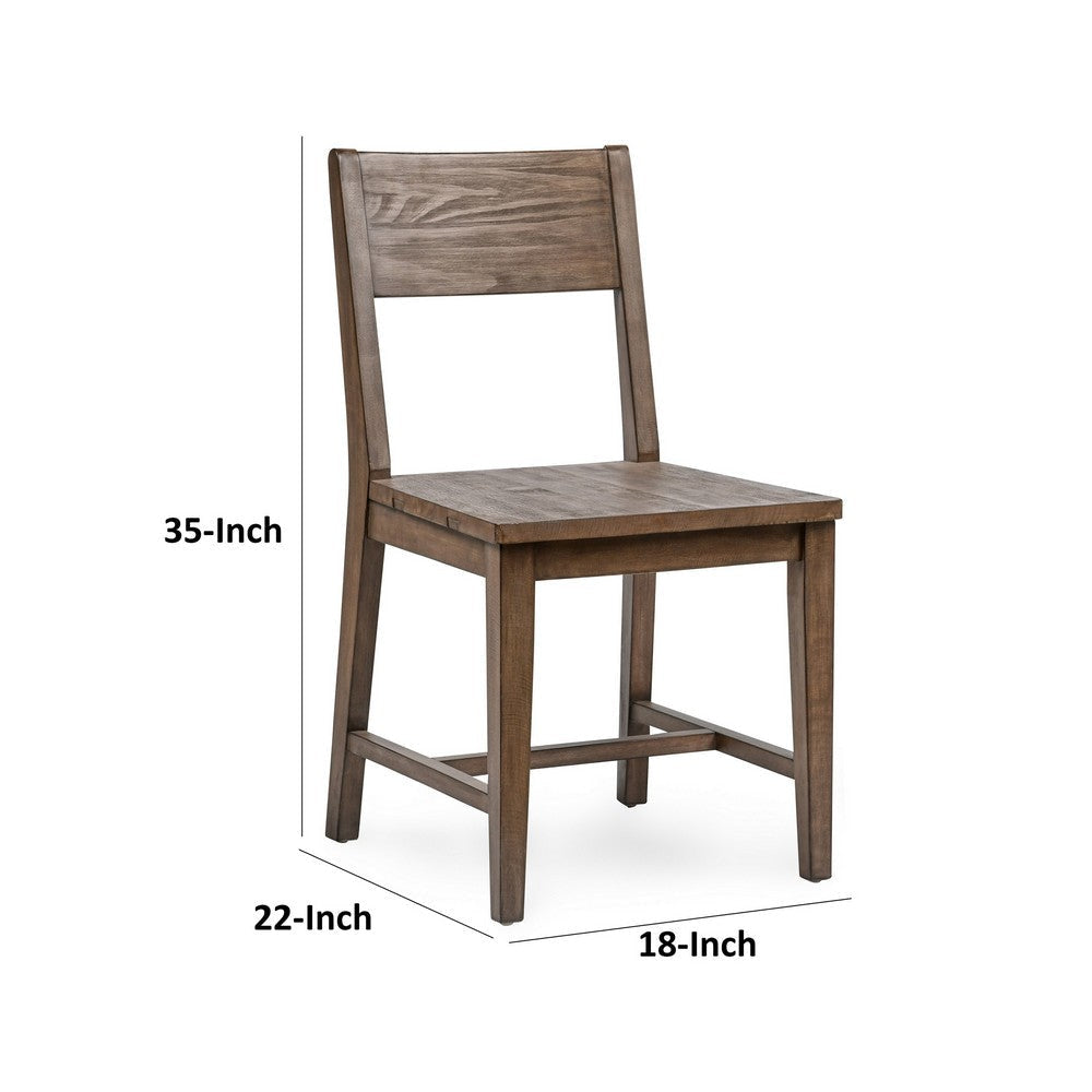 Lio 18 Inch Dining Chair Set of 2 Armless Open Style Brown Pine Wood By Casagear Home BM315452