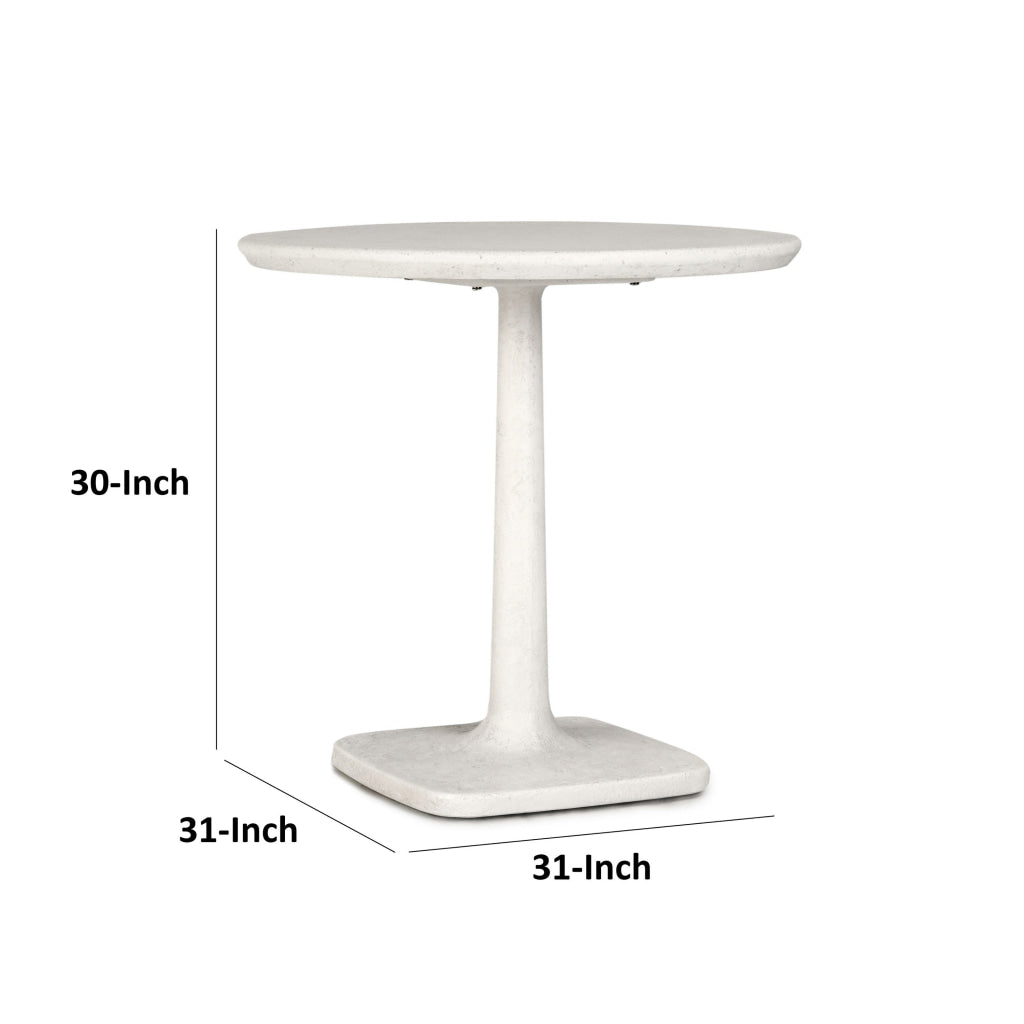 Paul 31 Inch Outdoor Bistro Table Tulip Padestal Base White Concrete By Casagear Home BM315455