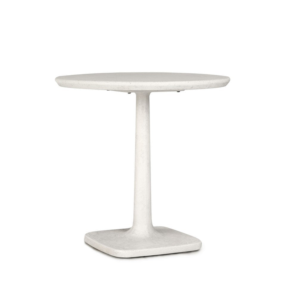 Paul 31 Inch Outdoor Bistro Table, Tulip Padestal Base, White Concrete  By Casagear Home