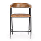 Prst 26 Inch Counter Stool Chair Curved Caramel Real Leather Black Iron By Casagear Home BM315456